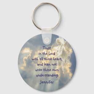 Custom Angel Trust in the Lord Quote Inspirational Key Ring