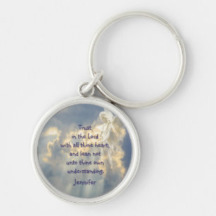 Custom Angel Trust in the Lord Quote Inspirational Key Ring