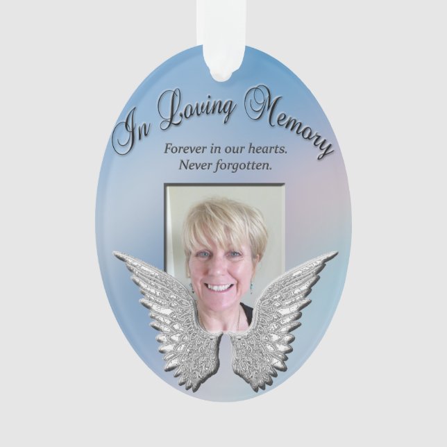 Custom Angel Wings Memorial Ornament (Front)