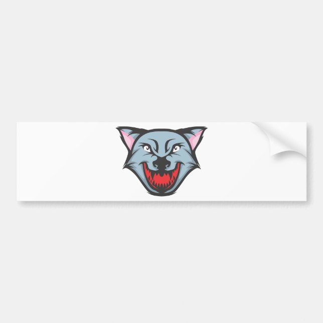 Custom Angry Wolf Cartoon Bumper Sticker (Front)