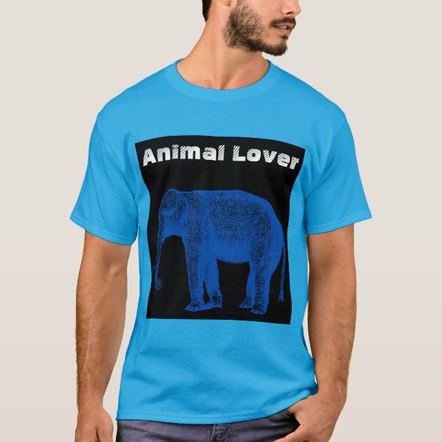 Custom Animal Lover Text Teal Basic Dark T-Shirt  (Front)