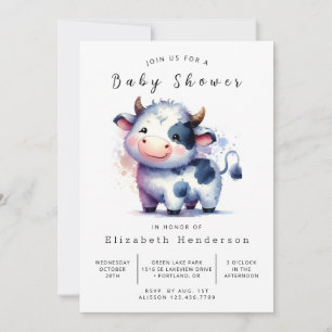 Custom Animal Rustic Cow Baby Shower Invitation