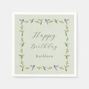 Custom Anna's Hummingbirds Birthday Napkin