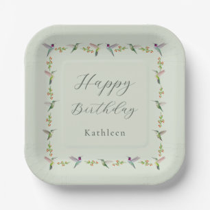 Custom Anna's Hummingbirds Birthday Paper Plate