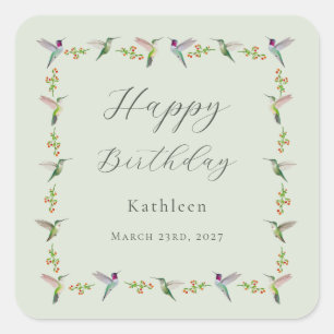 Custom Anna's Hummingbirds Birthday Square Sticker