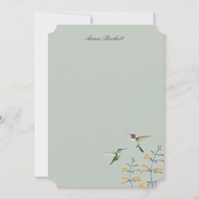 Custom Anna's Hummingbirds Note Card (Front)