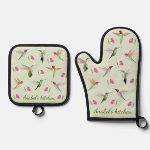 Custom Anna's Hummingbirds Oven Mitt & Pot Holder Set