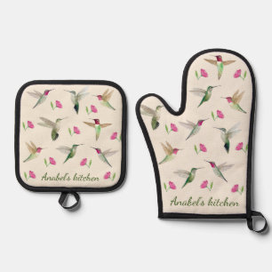Custom Anna's Hummingbirds Oven Mitt & Pot Holder Set