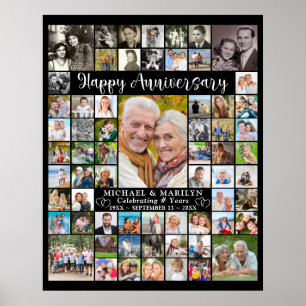 Custom Anniversary 64 Photo Collage Personalised Poster