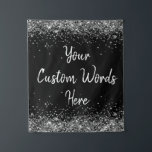 Custom Anniversary Backdrop Birthday Party Silver Tapestry<br><div class="desc">custom backdrop for photo booth,  sparkle birthday twinkle 15th 18th,  glitter anniversary sweet 16 16th,  personalised 30th 21st 25th 35th,  bridal shower hen do weekend,  wedding night sparkly son boy,  boho bach prop bachelorette party,  quinceanera 40th 50th 60th 70th,  20th vow renewal graduation uni,  daughter girl black white silver</div>