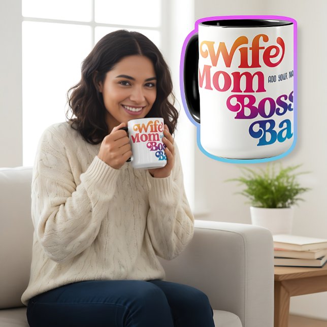 Custom Anniversary Birthday Christmas Typography Mug (Couple Wife Mom Boss Custom Anniversary Birthday Christmas Typography Mug Wifey Wedding Gift)
