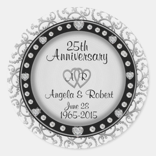Custom Anniversary Clock Classic Round Sticker (Front)