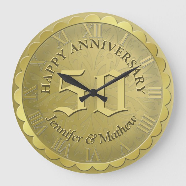 Custom Anniversary Clock Gold (Front)