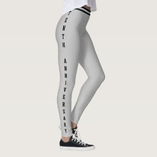 Custom Anniversary Day Silver Black Name Monogram Leggings