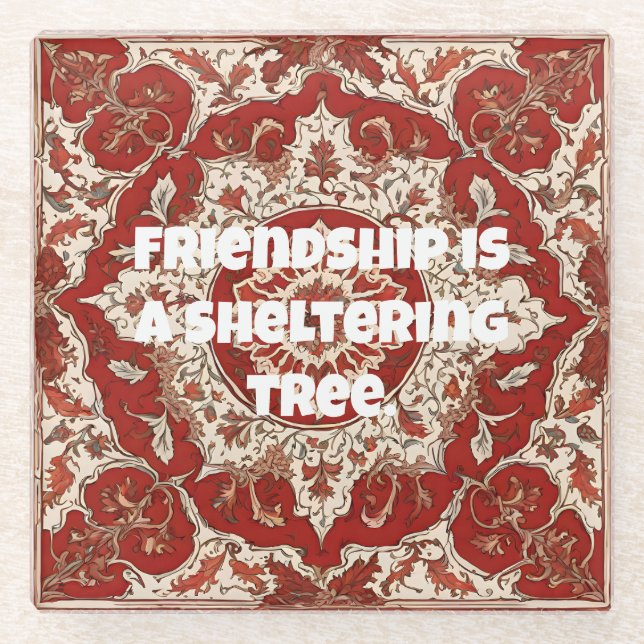 Custom Anniversary Gifts for Friends Persian Tiles Glass Coaster (Front)