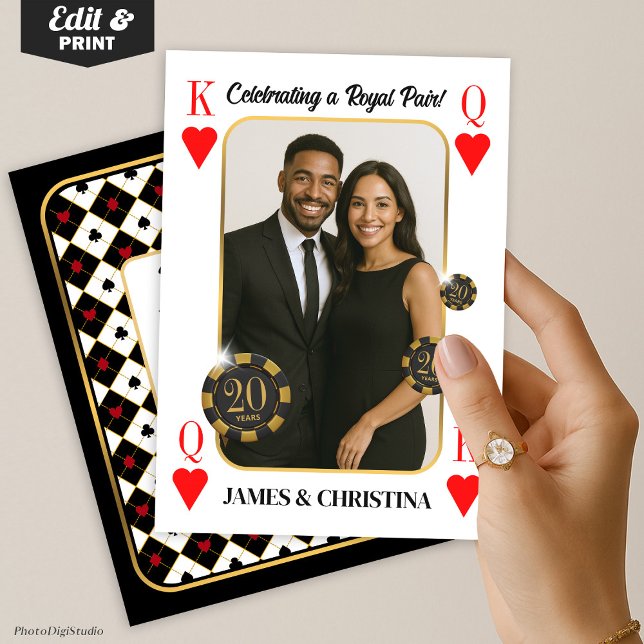 Custom Anniversary Invite, Poker Casino Party Invitation (Custom Anniversary Invite with Photo, Poker Casino Anniversary Party Invitation)
