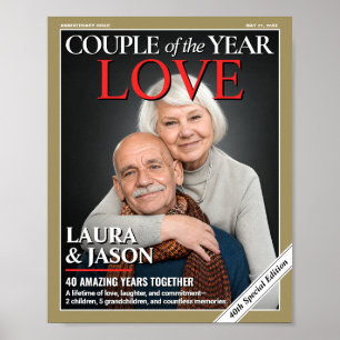 Custom Anniversary Magazine Cover, Couple Portrait Poster