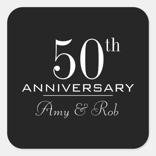 Custom Anniversary modern stylish minimalist Square Sticker (Front)