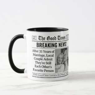 Custom Anniversary Mug, Fun Couple Gift Newspaper  Mug