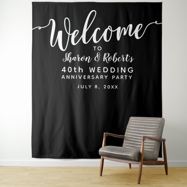 Custom anniversary Party Photo Booth Backdrop Tapestry (In Situ)