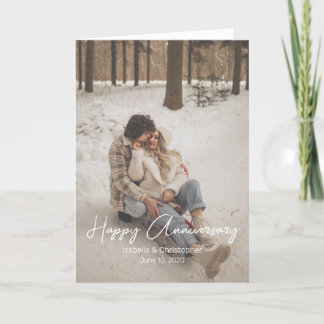 Custom Anniversary Photo Personalised text modern Thank You Card