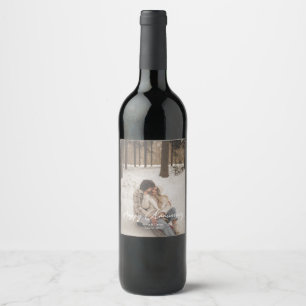 Custom Anniversary Photo Personalised text modern Wine Label
