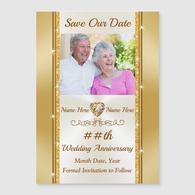 Custom Anniversary, Save the Date Photo Magnets (Front)