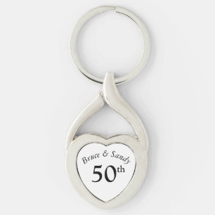 Custom Anniversary stylish and chic black font Key Ring