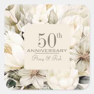 Custom Anniversary vanilla cream bouquet Square Sticker