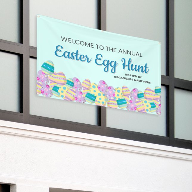 Custom Annual Easter Egg Hunt Colourful Blue Banner (Outside Building)
