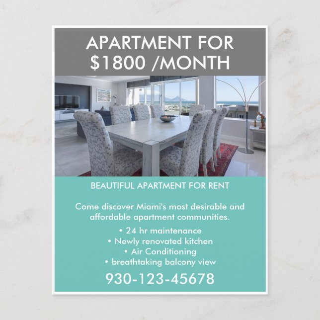 Custom Apartment For Rent Real Estate Marketing Flyer (Front)