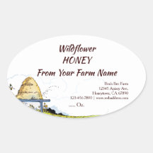 Custom Apiary Vintage Beehive and Clouds Honey