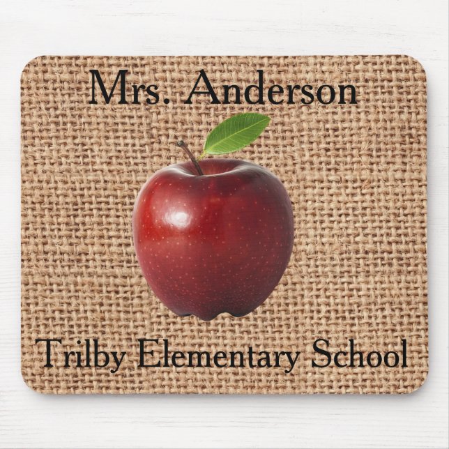 Custom Apple & Jute Teacher mousepad (Front)