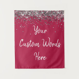 Custom Apple Red Silver Birthday Party Photo Booth Tapestry