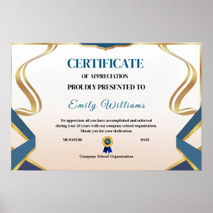 Custom Appreciation Achievement Gold Certificate P Poster