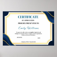 Custom Appreciation Achievement Gold Certificate P