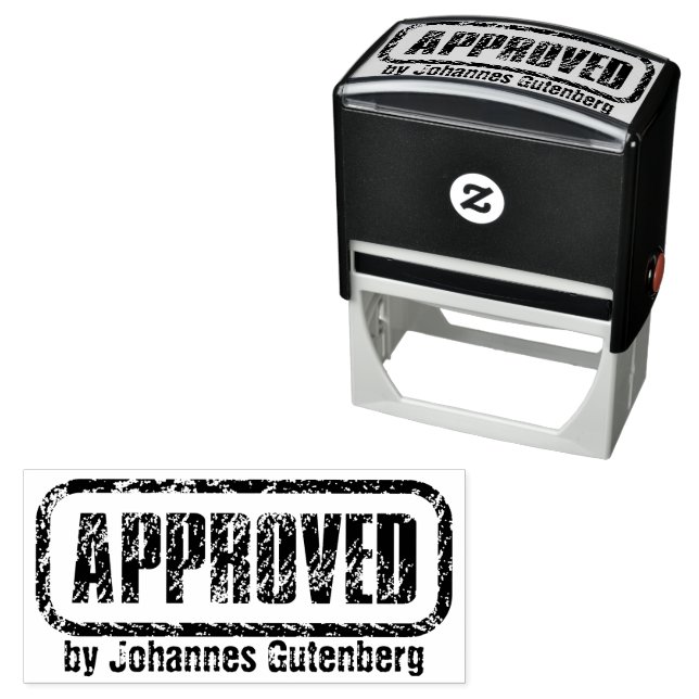 Custom Approved By Name Vintage Ink Rubber Stamp (In Situ)