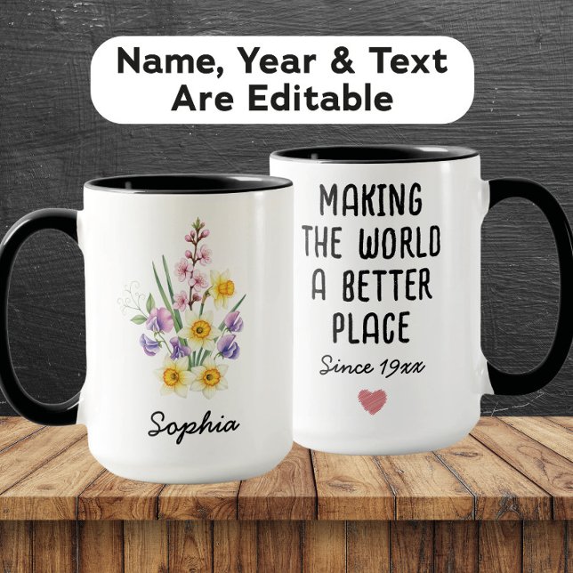 Custom April Birth Flower - Personalised Name Mug (Creator Uploaded)