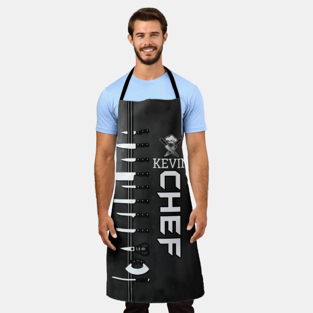 Custom Apron CHEF With Personalised Name (Worn)