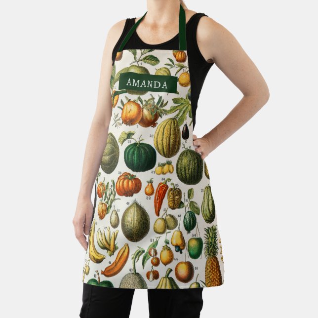 Custom apron with a fruit and vegetable motif (Insitu)