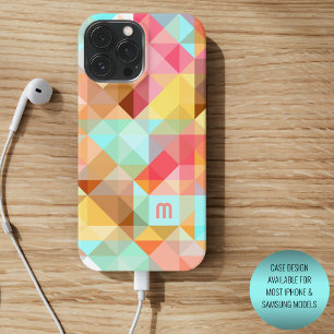 Custom Aqua Blue Peach Blush Pink Polygon Pattern iPhone 13 Pro Max Case
