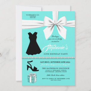 Custom Aqua Fashion Tiffany Birthday Invitation
