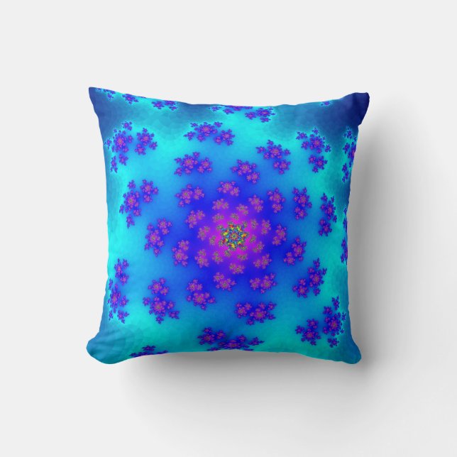 Custom Aqua Floral Sprinkles Throw Pillow (Front)