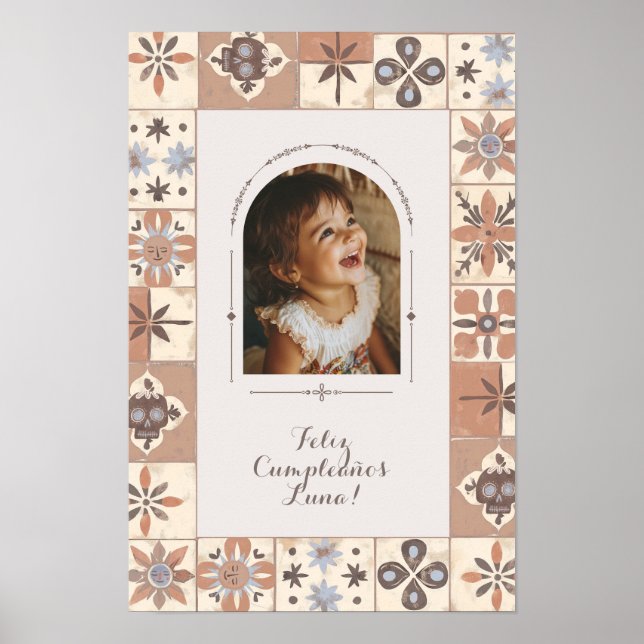 Custom Arch Photo Mexican Tile Fiesta Neutral Poster (Front)