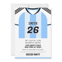 Custom Argentina Soccer Jersey Birthday Invite