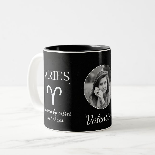 Custom Aries Zodiac Mug with Name & Traits (Front Left)