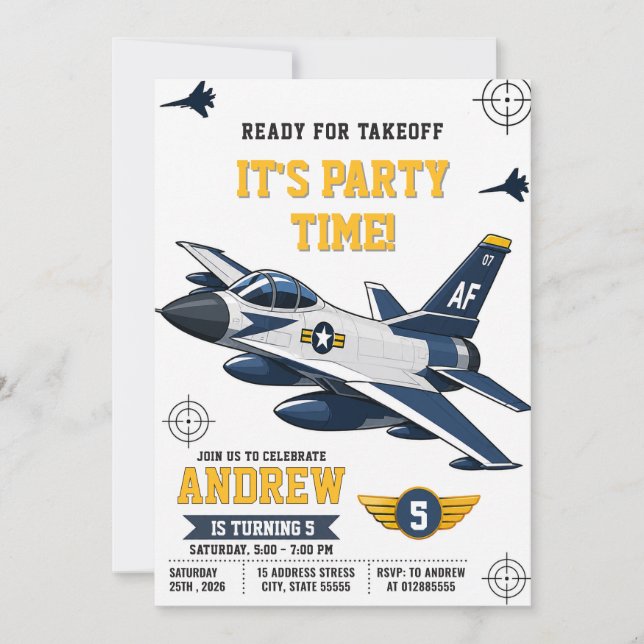 Custom Army Fighter Pilot Birthday party  Invitation (Front)