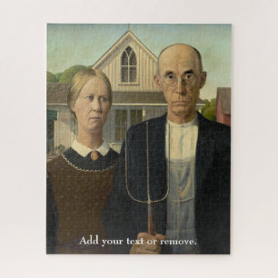 Custom art, "American Gothic" Grant Wood, 1930. Jigsaw Puzzle