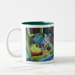 Custom Art Coffee Mug With Two KItties