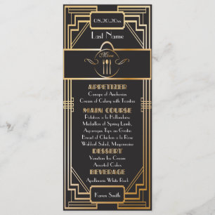 Custom -Art Deco Black and Gold Gatsby Wedding Menu